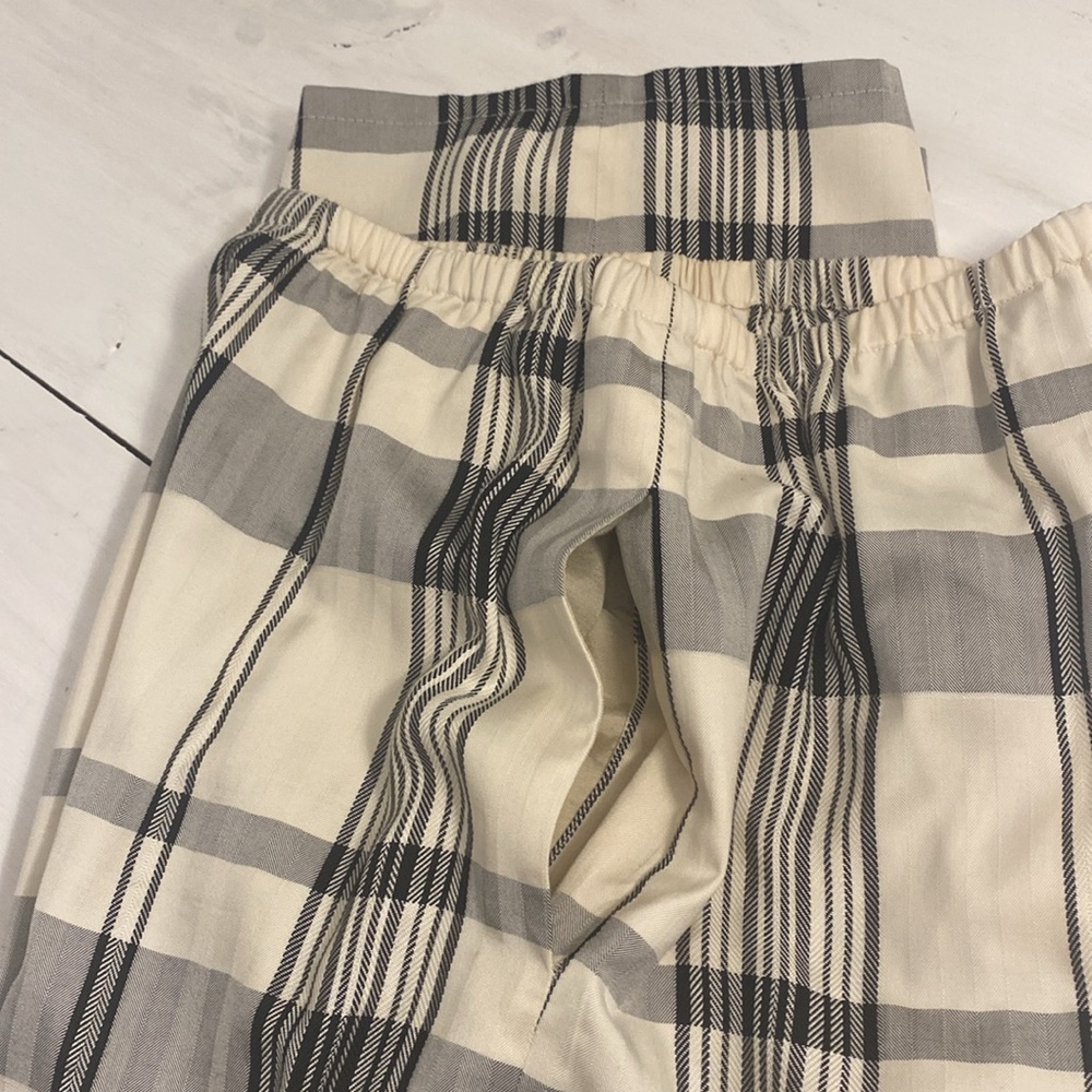 THEORY Women's Black/Ivory Plaid Fluid Wide Leg Pull on Pant Like New Condition - Picture 14 of 14